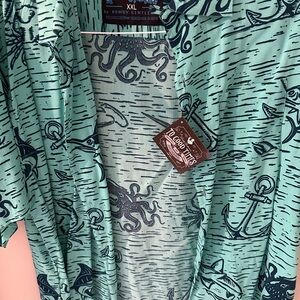 Rowdy Gentlemen Men's Casual Button Down Shirt - Green Nautical Print
